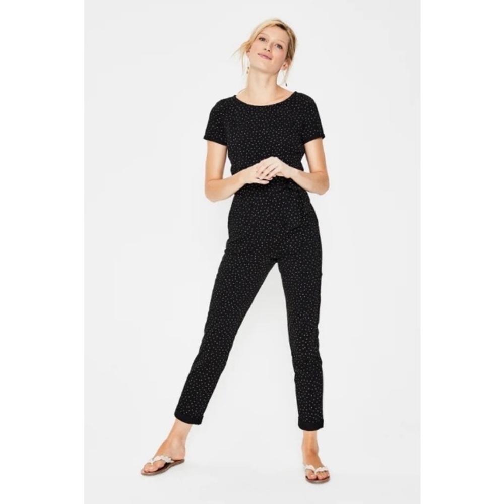 Boden Caitlin Jersey Jumpsuit Soft Truffle Spot 2 Tall Romper French Girl Preppy